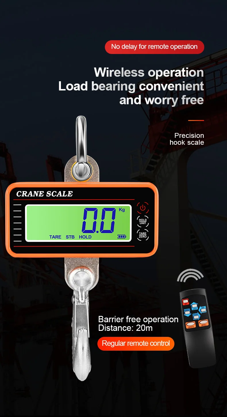 مقياس الرافعة 1000 كجم 1 طن 2000 رطل ميزان رقمي LCD عالي الدقة صناعي عالي التحمل معلق بخطاف موازين معلقة #5