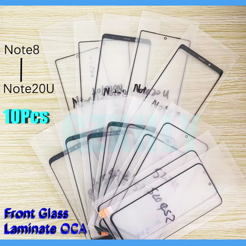 

10pcs 2 in 1 Front Outer Glass With OCA Film Laminated For Samsung Galaxy Note 8 9 Note10 20 PLUS Ultra LCD Touch Lens Panel