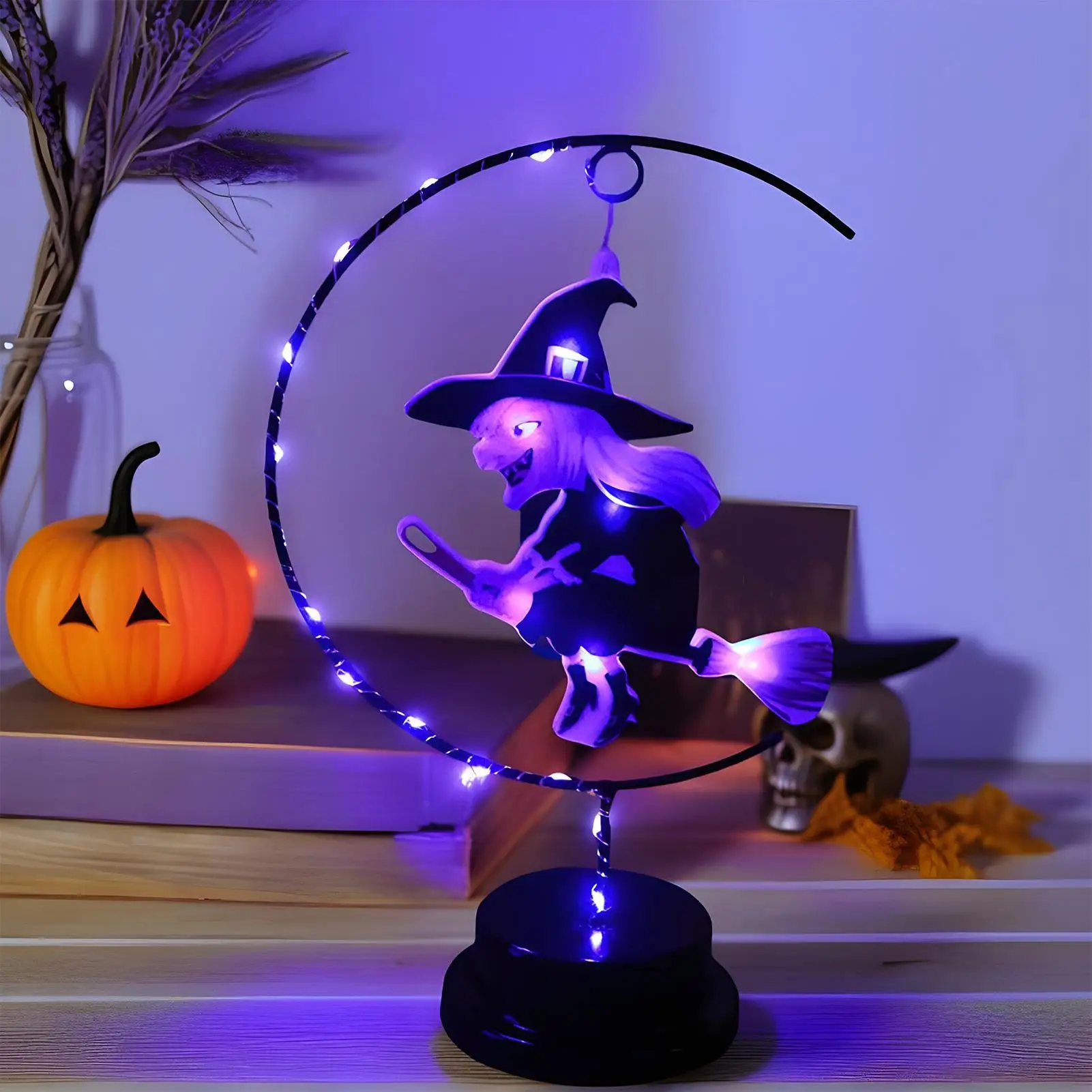 フライングウィッチナイトライト-クリエイティブで楽しいled装飾-怖いゴシック風ハロウィン魔女ベッドサイドナイトライト-寝室-自宅-寮用