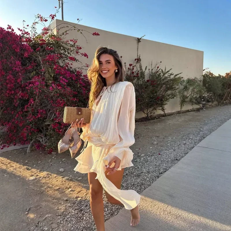 New Fashion Women's Hot-Selling Desire Style Solid Color Waist-Cinching Irregular Hem Dress + Sexy Shorts Two Pieces Suit