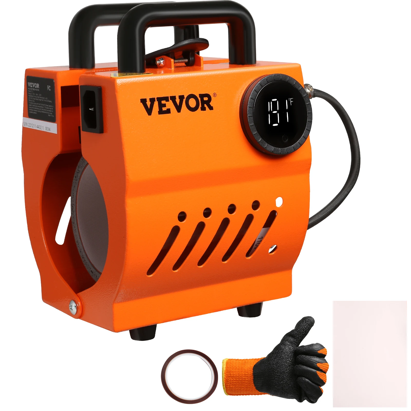 VEVOR Presse à Chaud pour Tasses 320 W Presse pour l'Impression de Tasse 33-44 cL 8,2-8,7 cm de