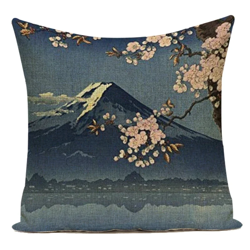 Vintage Decorative Cushion Covers Japanese Style Sea Waves Sunrise Pillow Cover Decor For Home Custom Sofa Bed Pillowcase