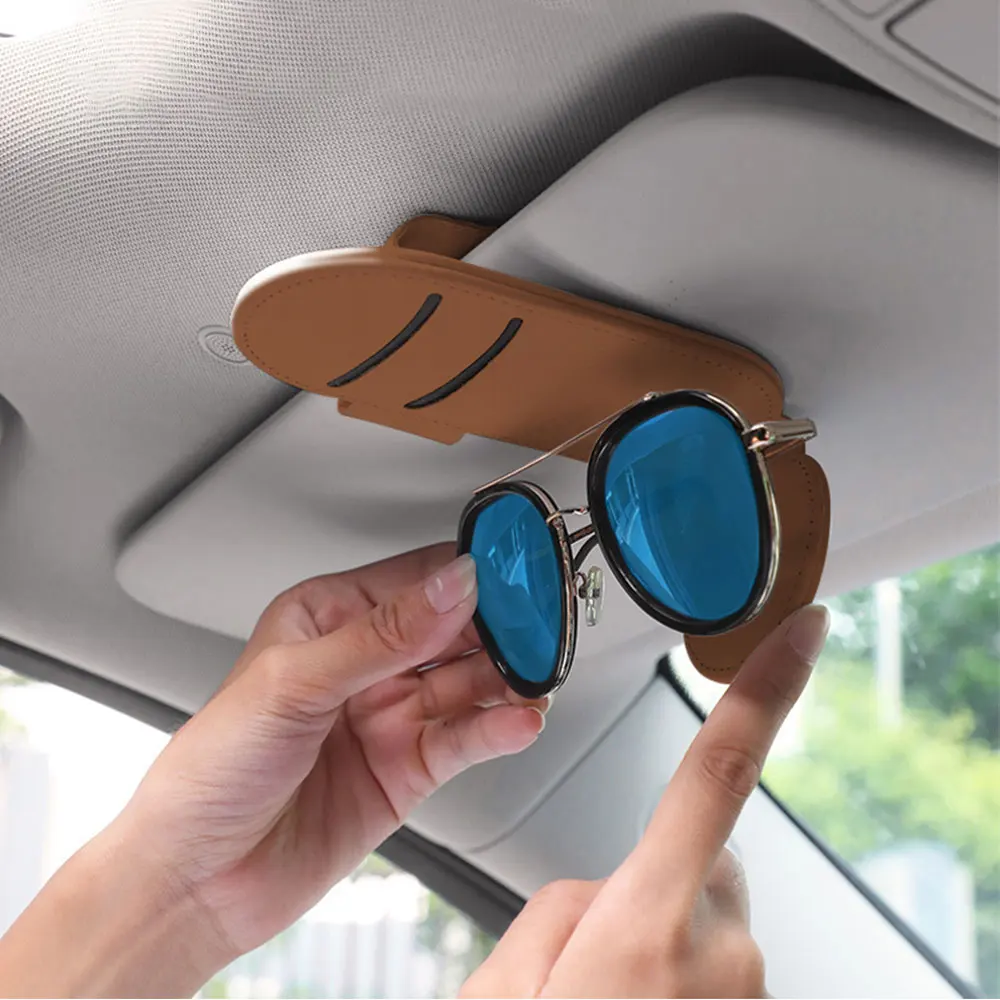 For Audi Sline A2 B5 A6 B7 A8 RS3 RS4 RS TT Q6 RS PU Leather Car Glasses Clip Sun Visor Multi-function Sunglasses Clip Valve Cap