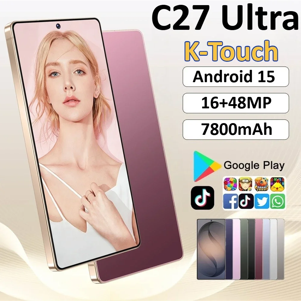 K-Touch C27 Ultra Telefoni Cellulari 7,3 Pollici 5G Smartphone Dual SIM Android 15 Cellulare Fotocamera 16+48MP Batteria 7800mAh Sblocco Facciale WIFI GPS Telefoni Cellulari