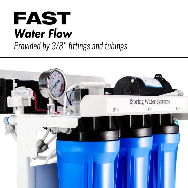 iSpring RCB3P Reverse Osmosis RO Water Filtration System, 300 GPD, Tankless, for Residential and Light Commercial Usage