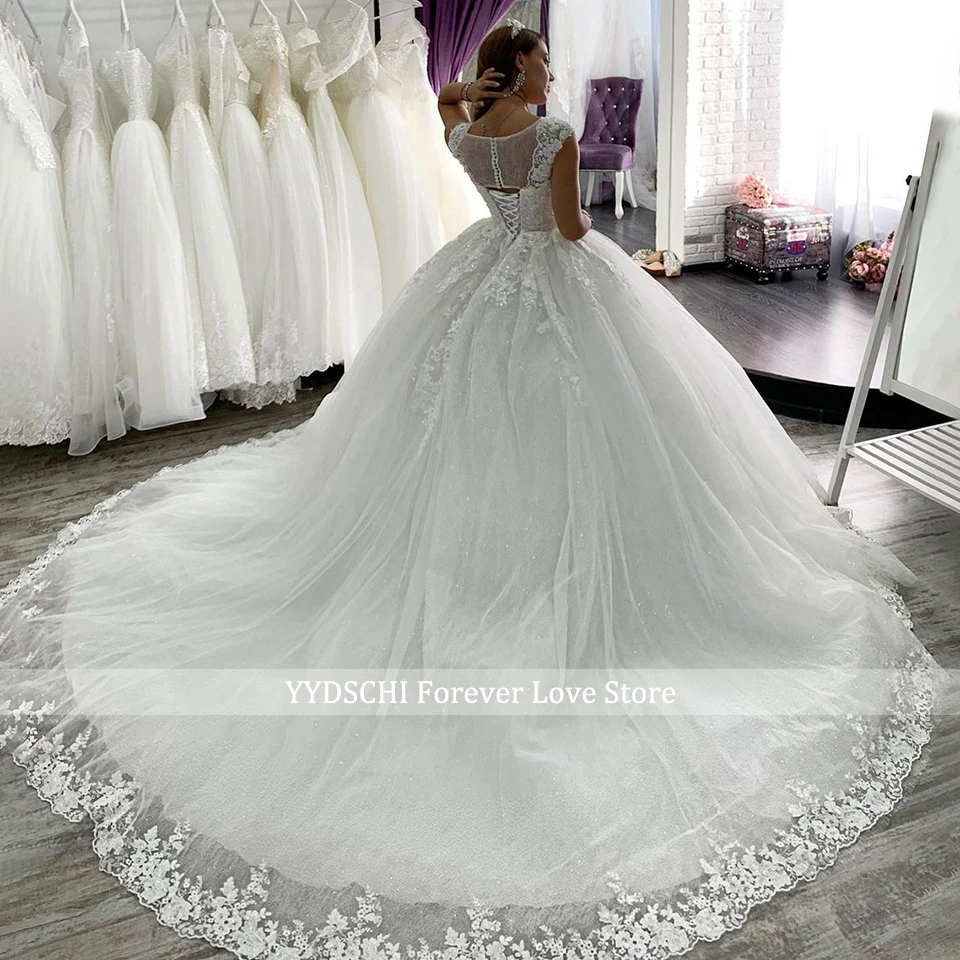 Personnalisé élégant Appliques sans manches robe De mariée 2025 princesse à lacets dos robe De bal femmes robes De mariée robes De Novia