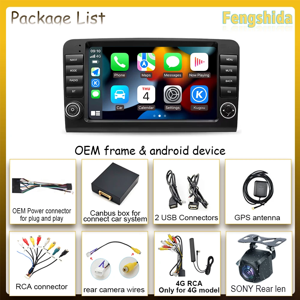 Android For Mercedes Benz M-Class W164 GL-Class X164 ML GL Car Player Auto Radio Multimedia GPS Video Navigation Carplay Screen