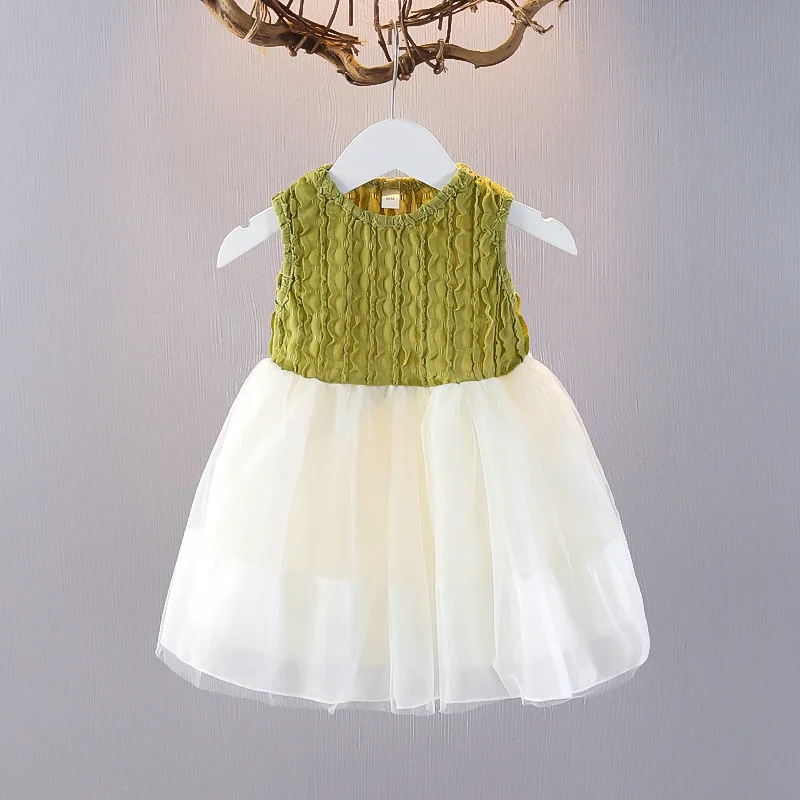 Summer Baby Girls Dress Sleeveless Mesh Princess Dress Elegant Costume Birthday Party Infant Outfit Wedding Toddler Dress