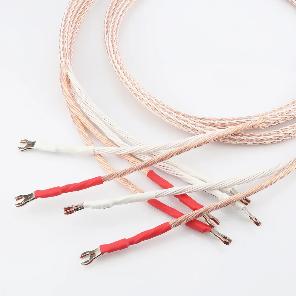 

HiFi 12TC 24cores OCC Speaker Cable with Banana/Y-Spade Plug for Amplifier Player Audiophile Loudspeaker Interconnection Wire