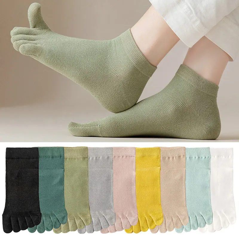 

Yoga Five Finger Socks Woman Girl Organic Cotton Solid Non-Slip Young Casual Fashion Pilates Fitness Harajuku Socks With Toes