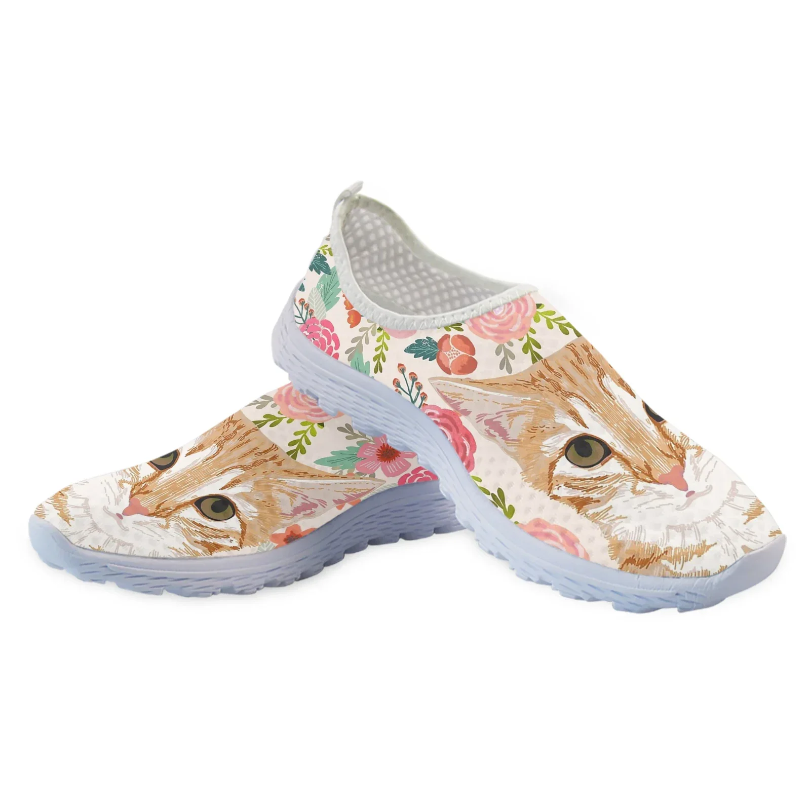 Zapatos con estampado de dibujos animados para mujer, mocasines planos cómodos, suela suave, sin cordones, color Naranja, gato, gatito, hibisco, Verano