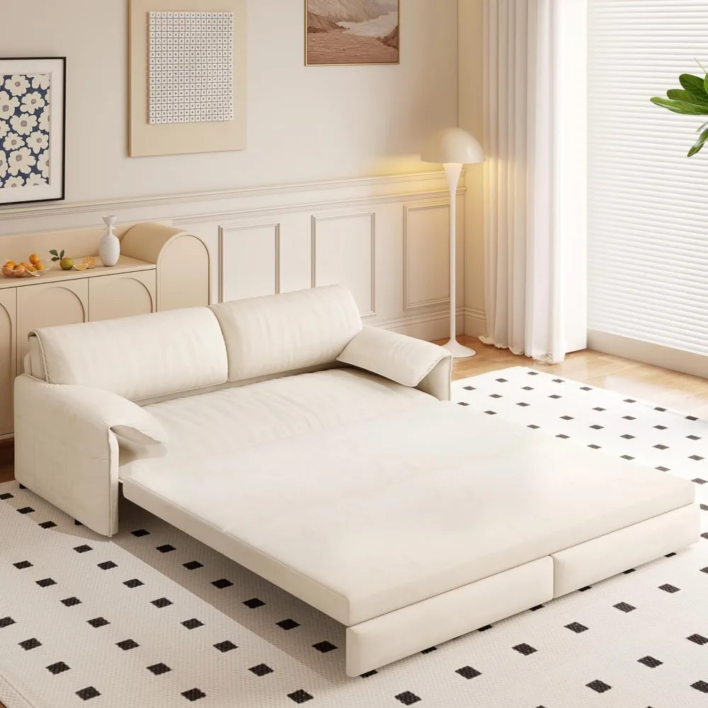 أريكة سرير بحجم كوين 66 بوصة، أريكة نوم قابلة للسحب 3 في 1 مع مساحة تخزين جانبية، أريكة مخملية بمقعدين للمنزل