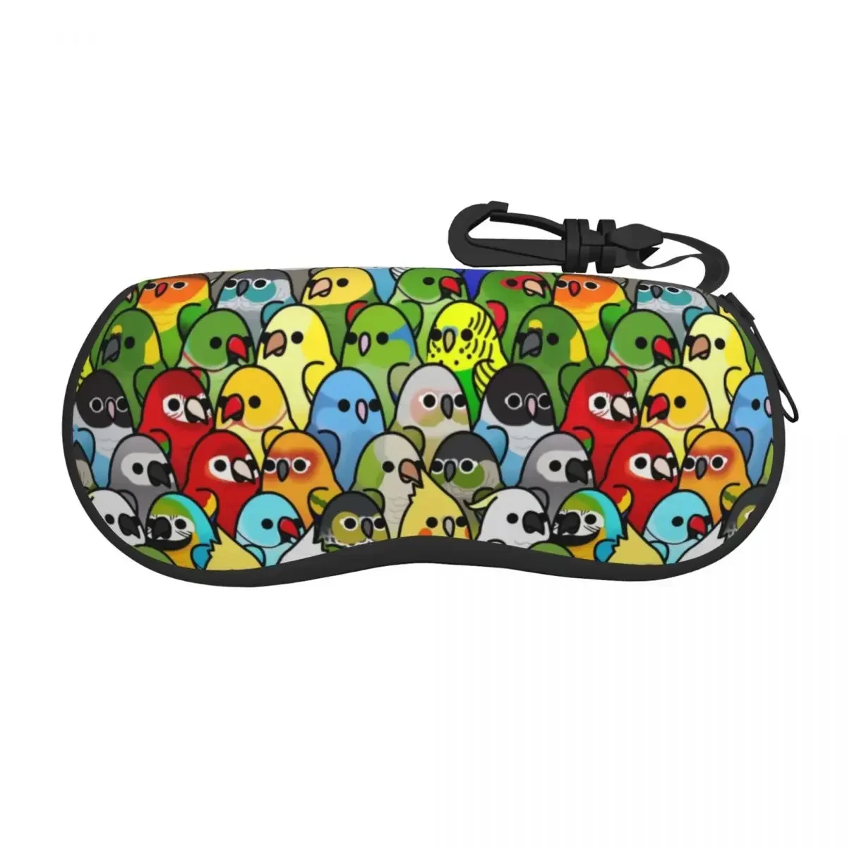 

Funny Parrot Birds Squad Art Shell Eyeglasses Protector Cases Cool Sunglass Case Cockatiel Bird Glasses Pouch