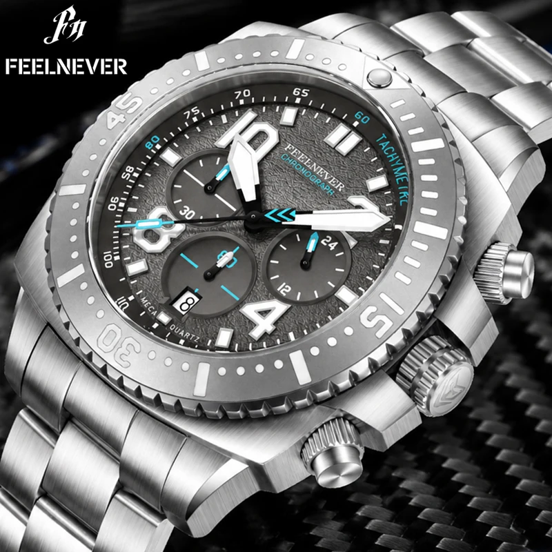 FEELNEVER New Diving Men Watch Fashion Top Brand Luxury Quartz Wristwatches for Men Fashion Business Sapphire Luminous Watch Men