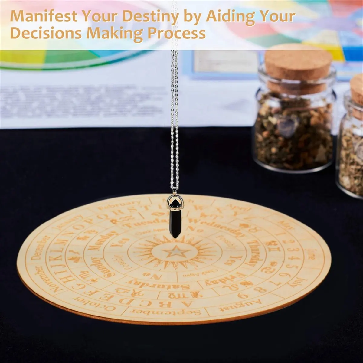 A95G Star Pendulum Board Wooden Dowsing Board Divination Metaphysical Message Board