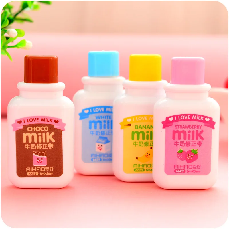 2PCS Cute Milky White Correction Tape Creative Correction Belt Cute Bottle Cartoon Student Office Correction Tape