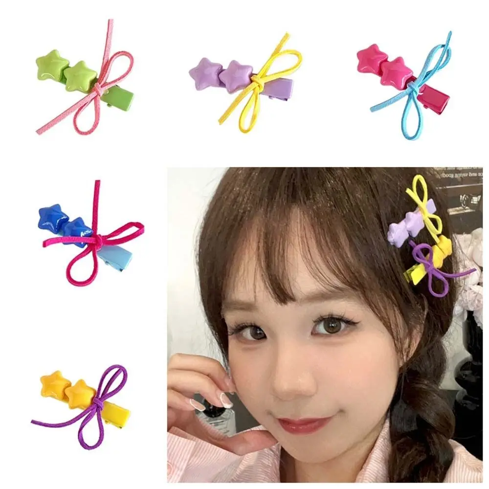 

Korean Style Ribbon Star Hair Clip Vacation Headwear Female Hair Accessories Bow Star Hairpin Ballet Ribbon Resin Girl Hair Clip