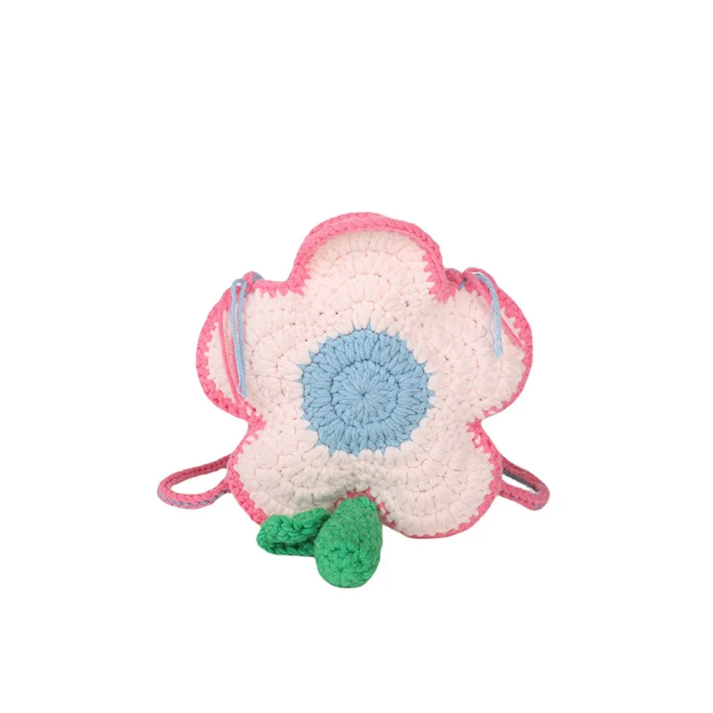 

Bohemian Cotton Crochet Weave Bag Cotton Rope Hollow Out Flower Shoulder Bag Rustic Storage Bag Knitted Crossbody Bag Gift