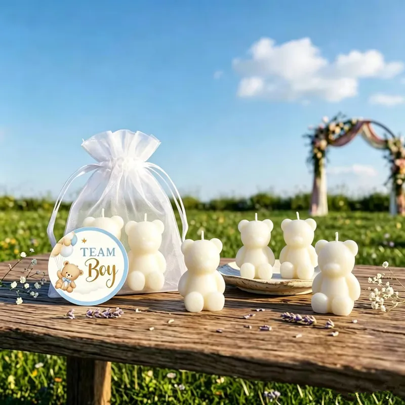 50PCS White Bear Candle Party Favors, Cute Guest Gifts for Party Planners, Baby Shower, Birthday Party Favors