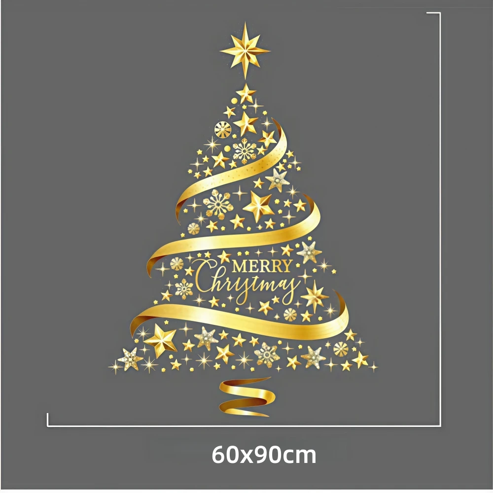 1 مجموعة من 60-90 سنتيمتر الذهبي شجرة عيد الميلاد نافذة زجاج نافذة ملصقات لعيد الميلاد السنة الجديدة الشتاء هدايا ديكور المنزل الطرف