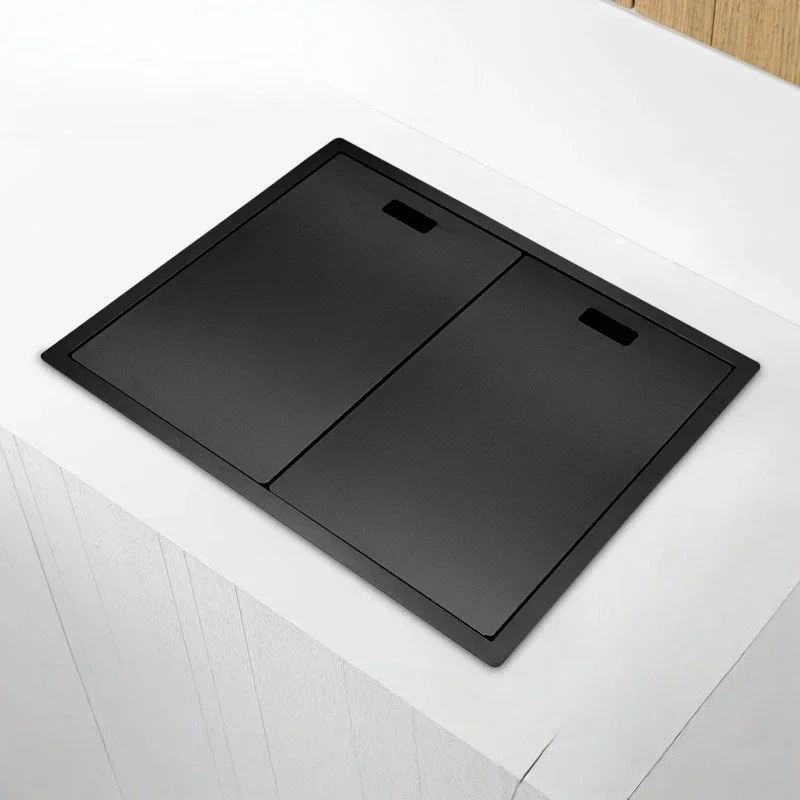 

304 Stainless Steel Bar Counter Hidden Sink, Small Rice Grain Embossed Nano Black Invisible Nakajima Sink 38 * 32cm (2 holes
