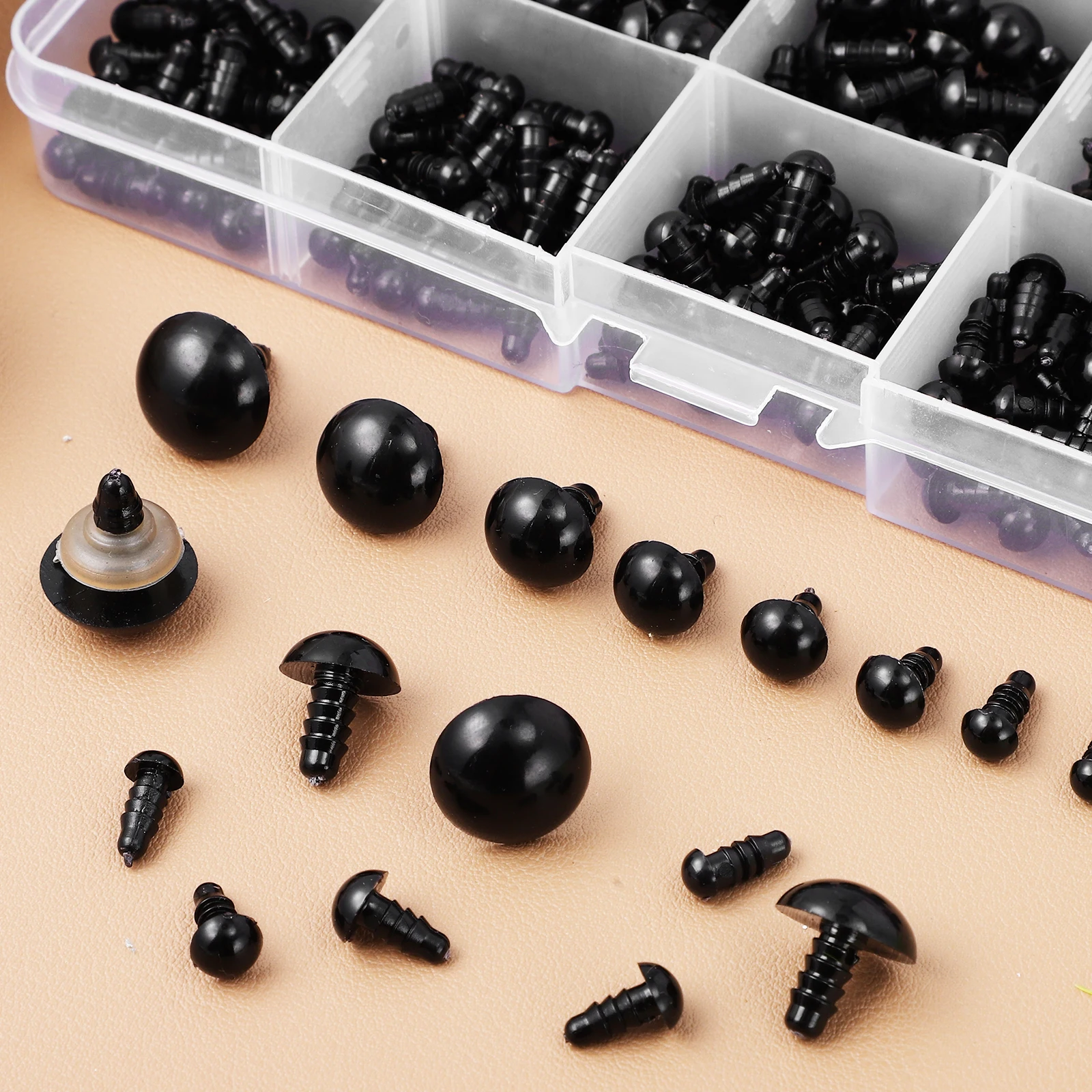 

400pcs Plastic Animal Eyes 5To16Mm Sizes Gaskets Craft Safety Boxed Stuffed Toys Eyeballs Durable Storage