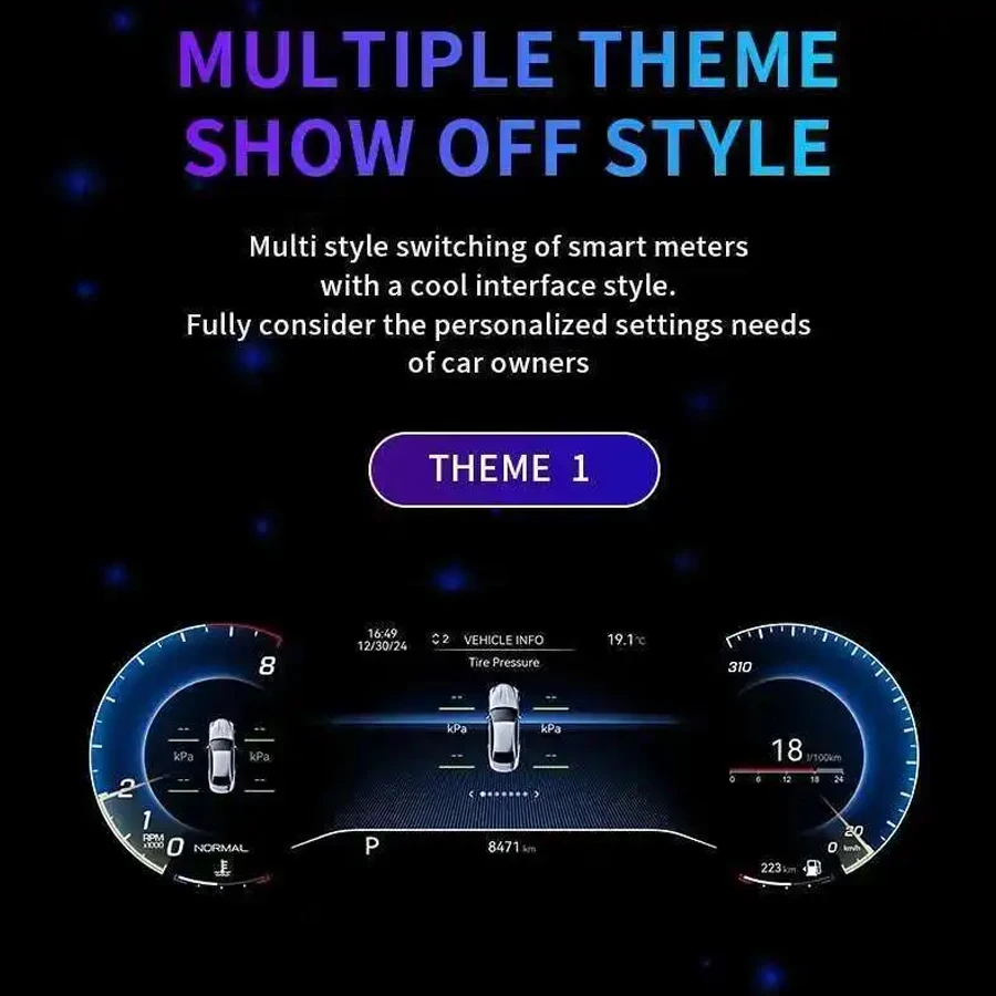 For Maserati Ghibli 2014-2023 Linux LCD Digital Gauge Cluster Instrument Speedometer Dashboard Panel Odometer Virtual Cockpit
