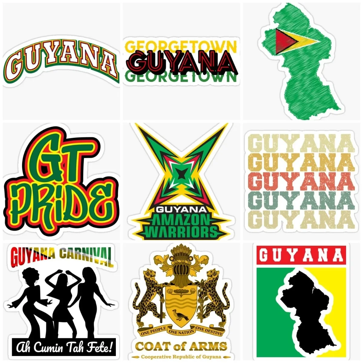 

Guyana Flag Map Creative Sticker Laptop Truck Camper Van Bicycle Motorcycle Wall Car Window Glass Helmet Decal Accessories PVC