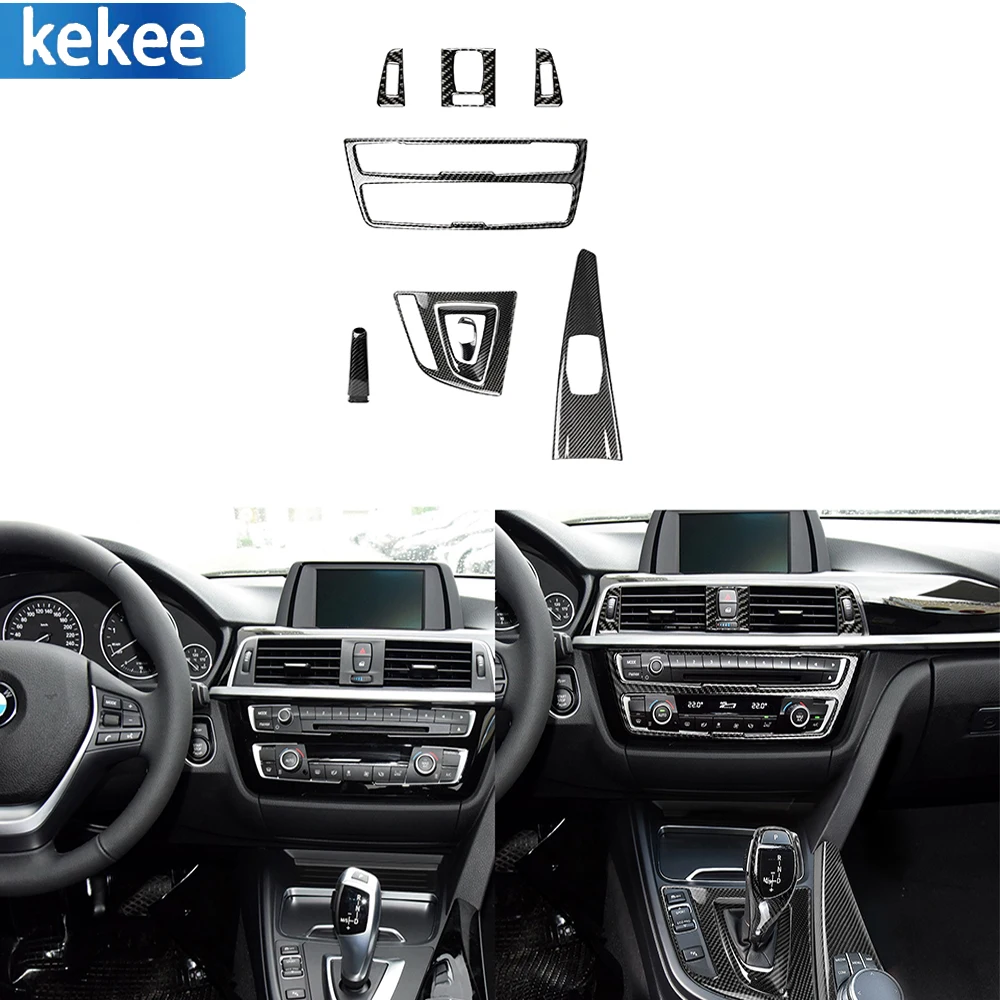 

For BMW F30 2013-2015 For F34 2013-2016 Carbon Fiber Car Decal AC Air Outlet Vents Trim Central Gear Shift Knob Cover Strip 9PCS