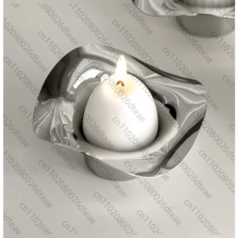 Stainless Steel Small Candle Holder, Petal Shape Candlestick Holder, Creative Scented Candle For Home Decor Dining Wedding