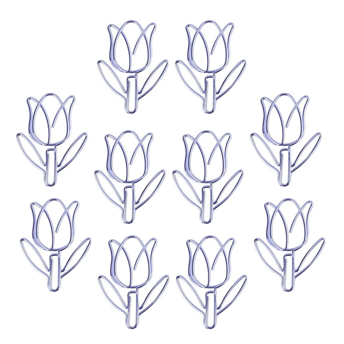 

12pcs Cartoon Paper Clips Purple Tulip Shape Paper Clips Creative Paper Bookmark Clamps Paper Clamps (Purple)