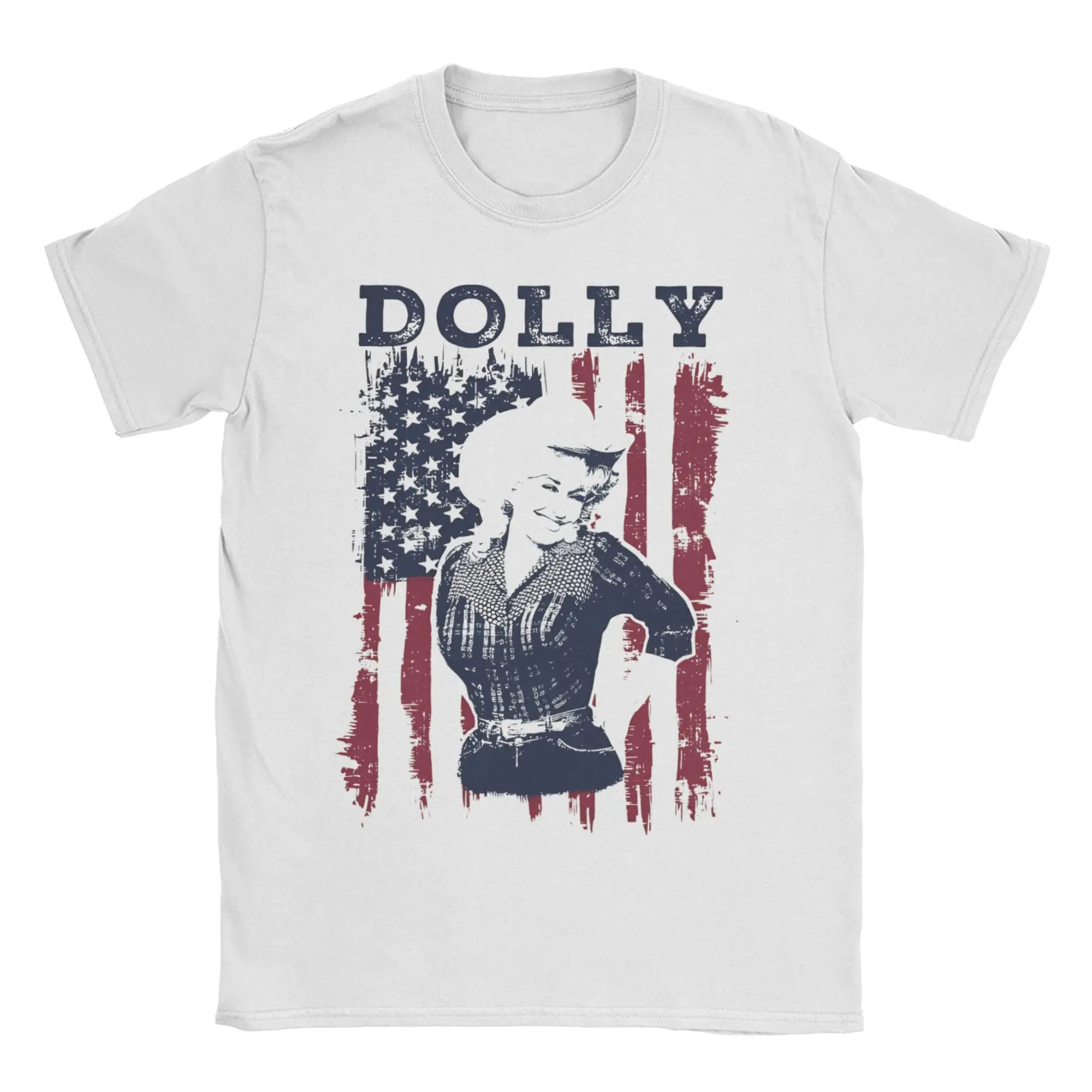 Men Women's T-Shirt Dolly Parton American Flag Funny 100% Cotton Tee Shirt Short Sleeve  T Shirt Round Neck Clothing Graphic