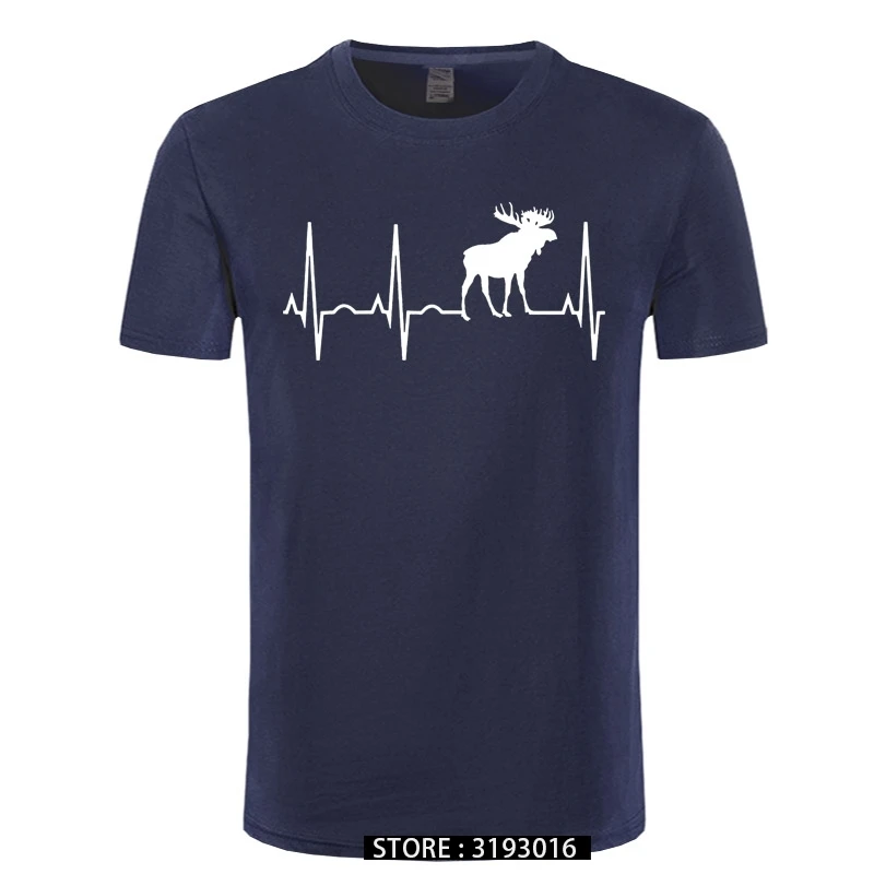 Moose Heartbeat Shirt For Moose Lovers Moose T Shirt Summer Men's Short Sleeve T-Shirt Funny Tees Cotton Tops T Shirt