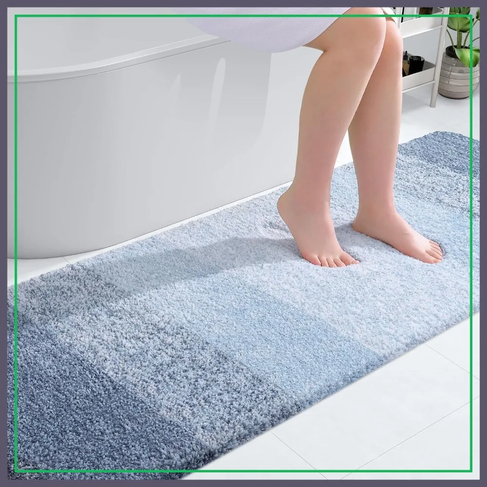 

Extra Soft Absorbent Microfiber Bathroom Runner Rugs Mat 70x24, Quick Dry Washable Long Bath Mats, Rubber Backing for Shower Tub Floor, Blue