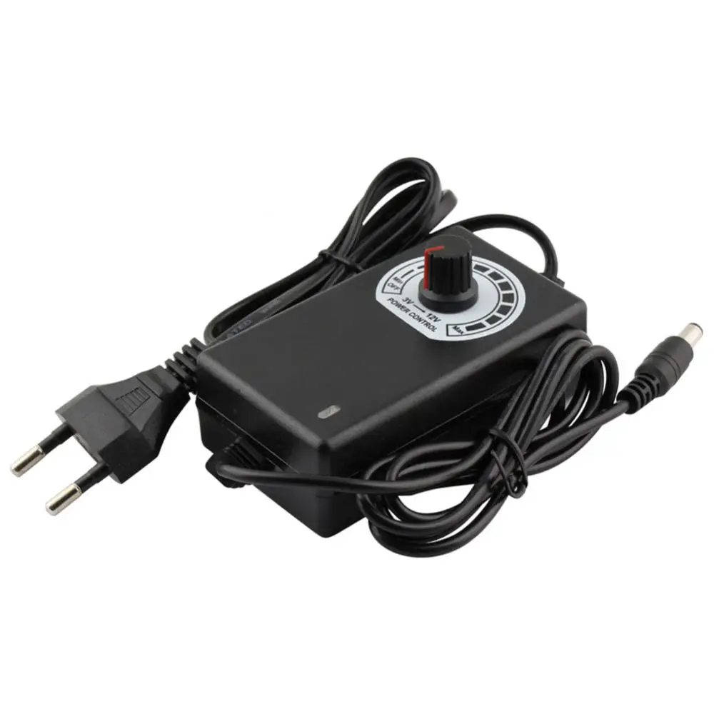 Adjustable 3V-12V 2A 24W Power Supply Adapter Motor Voltage Regulator US/EU Plug