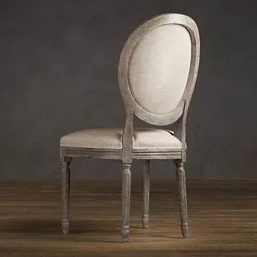 French Dining Louis Xvi Style Wood Frame Fabric Antique Furniture Oval Round Back Dining Chair