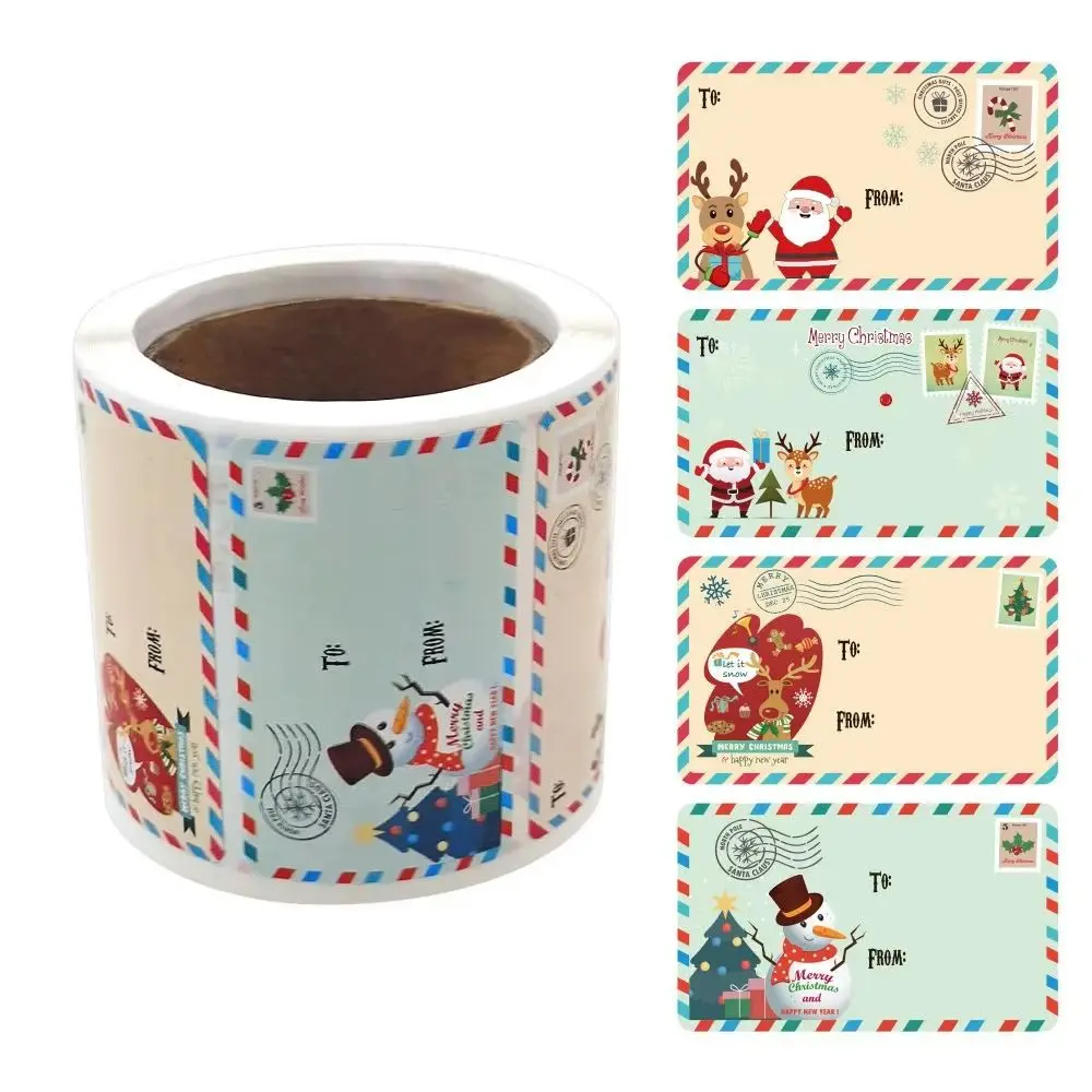 250 Pcs Self Adhesive Christmas Tags Stickers Santa Claus Snowman Cute Christmas Gift Tags colorful Cartoon