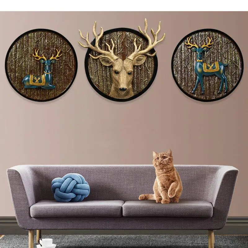 Deer Head/Eagle Three-dimensional Wall-mounted Ornaments Living Room Decoration Backdrop Display Animal Wall Hanging Accessories