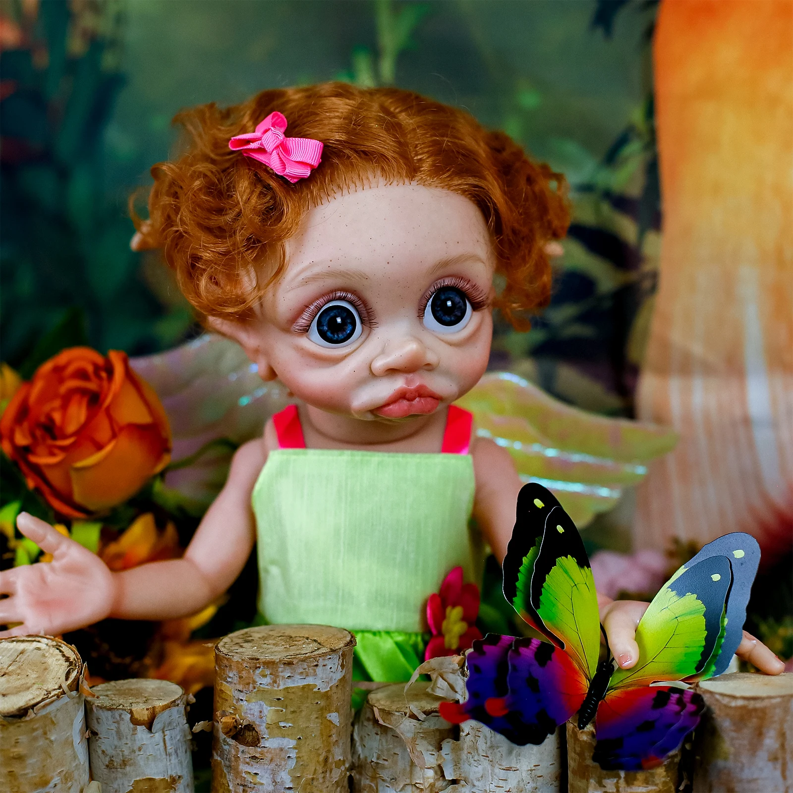 Muñeca impermeable de bebé Reborn de 40CM, Hada Tinky, elfo, cuerpo de silicona de vinilo suave completo con pelo enraizado, muñeca artística coleccionable