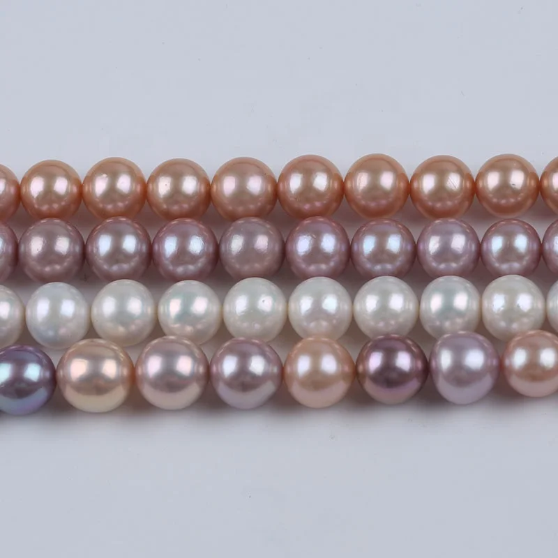 

Hotsale 10-12mm freshwater pearl natural white pink purple color round edison loose pearls string strand for jewelry making