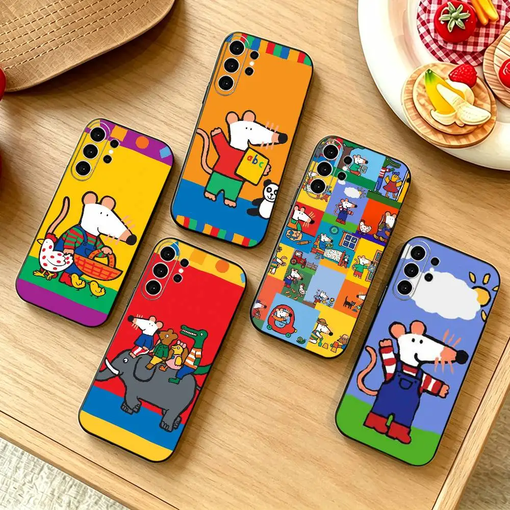 Funda para Teléfono M-Maisy Mouse R-Rat para Samsung S25, S24, S21, S22, S23, S30, Ultra, S20, Plus, Fe, Note, 10, 9, 5G, Negra