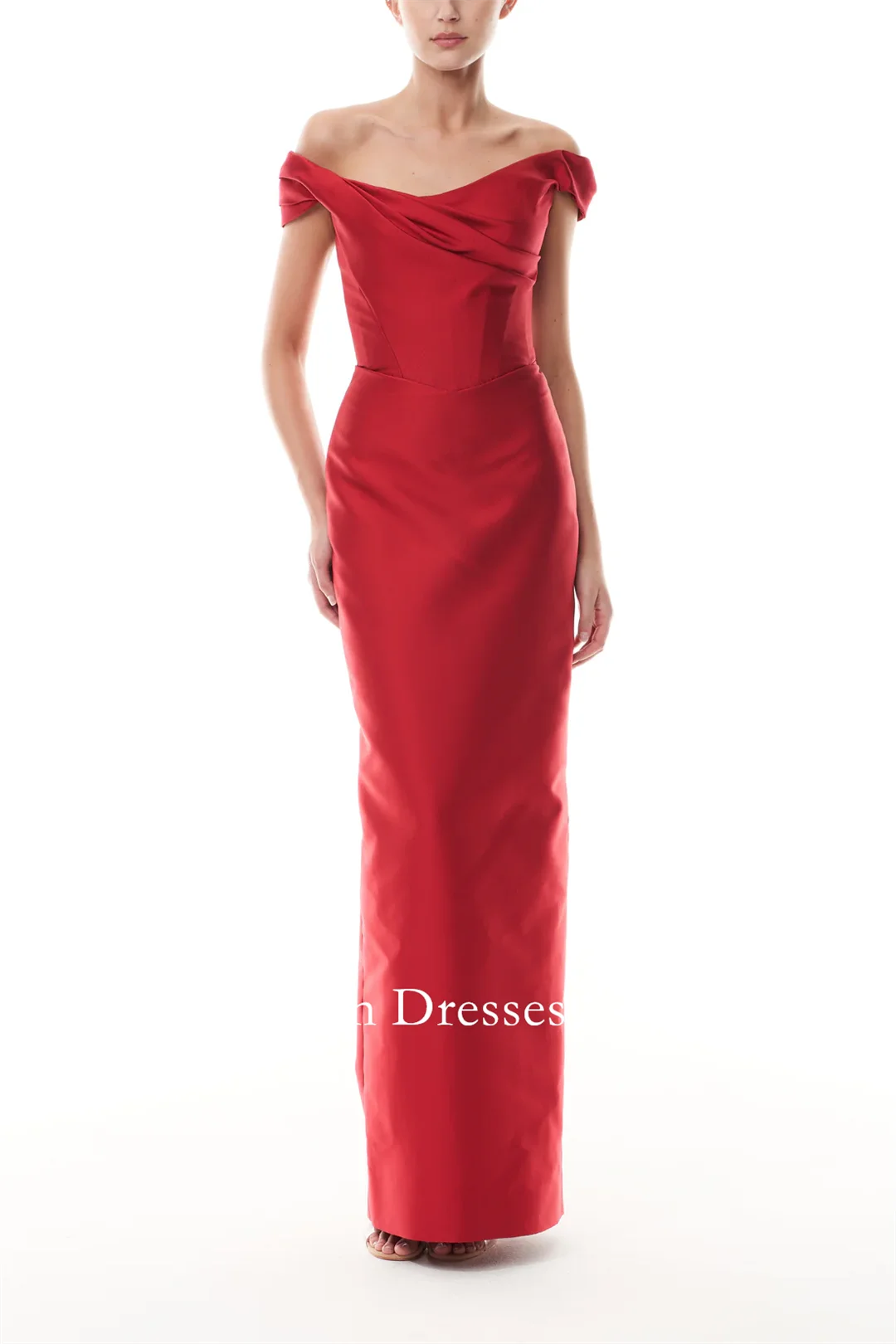 

FANAN Red Ruched Mermaid Evening Party Dresses Off-The-Shoulder Column Gown Wedding Women Gowns Event Prom Gowns Customized
