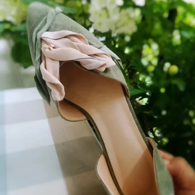 Super Nice Shoes Women\'s New Summer Niche Design Sandals Aesthetic Petal Pointed Toe Shallow Flat Shoes Handmade