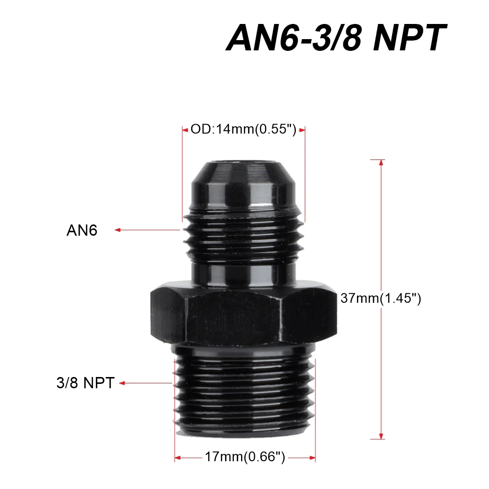 

AN Flare Male to NPT Pipe Adapter Hose Fitting Bare Aluminum Thread Straight Fuel Oil Air Hose Fitting Male Adapter Straight