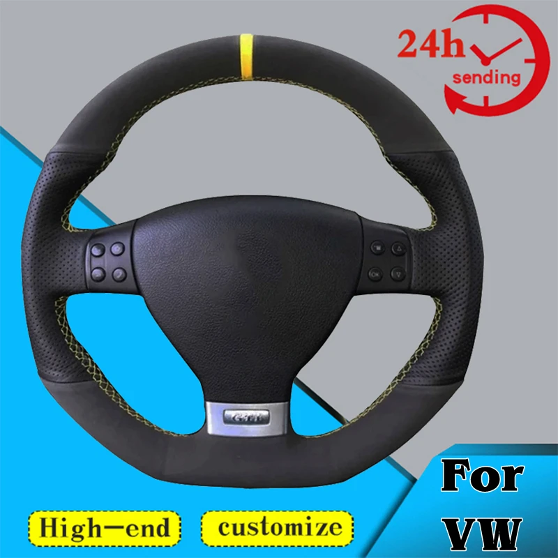 

Custom Steering Wheel Braid Cover Suede 100% Fit For Volkswagen Golf 5 Mk5 GTI VW Golf 5 R32 Passat R GT 2005 Car Accessories