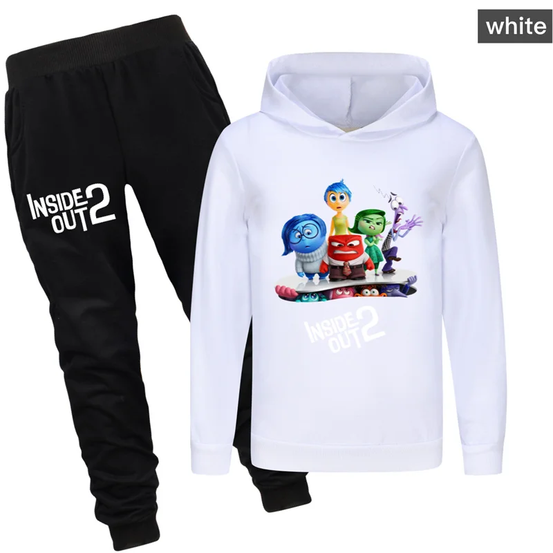 Disney Inside Out2 Child Clothing Set Fall Kids Hooded Set Boy Girls Casual Sport Pants 2Pcs Hoodies Teen Fashion Suit Tracksuit