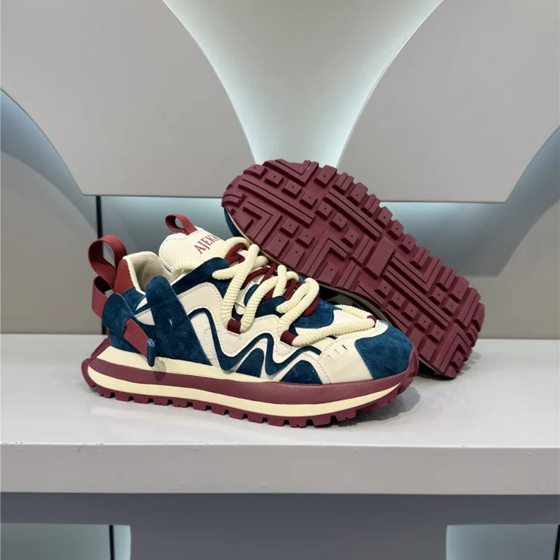 High Quality Designer Men's Sneakers Fashion All-match Lace-up Running Shoes Men Breathable Wear-resistant Platform Tennis Shoes
