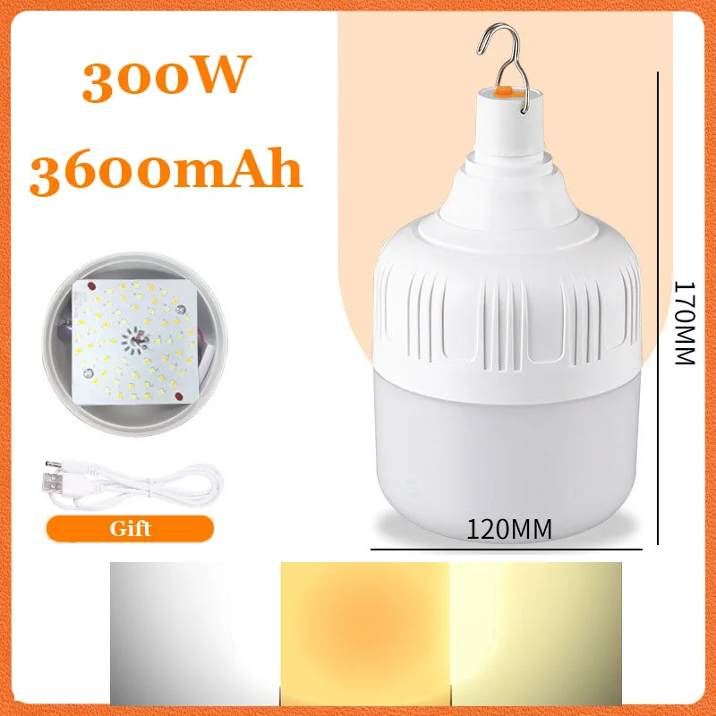 Camping Lantern LED USB Rechargeable Camping Lamp Portable Light Bulbs 4800mAh Battery Powered For Outdoor Emergency Lighting