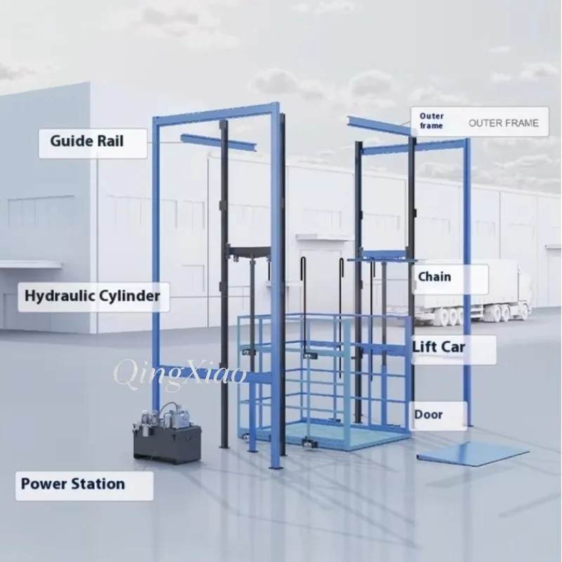 Factory Direct 2026 Factory Double Guide Rail Anti Drop Hydraulic Elevator Vehicle And Goods Lifting Platform With Supporting Gu