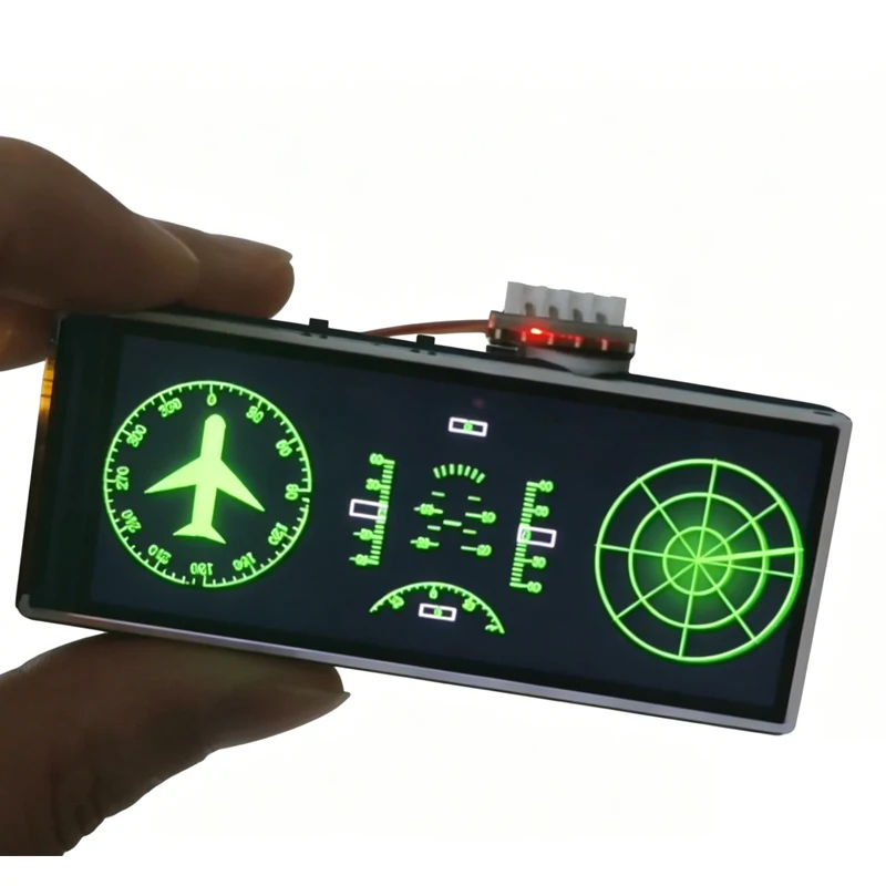 1PC 3inch LCD Screen Horizon/Radar/Compass Display Simulated Cockpit Instrument Support Type-C Port Power Supply for RC Airplane
